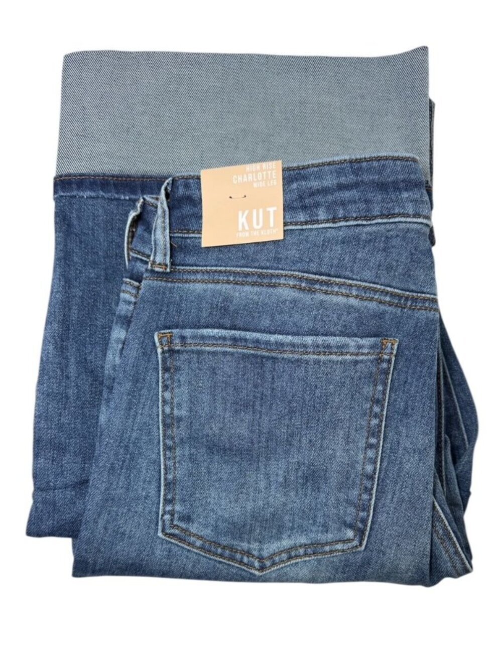 Kut From The Kloth Womens High Rise Wide Leg Crop Roll Up Cuffs Jeans Sz 12 New - Picture 3 of 9